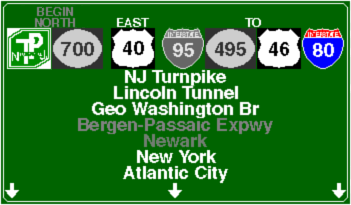 Is there a map that lists all the exits on the NJ Turnpike?